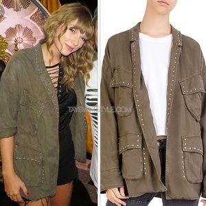 The Kooples Green Studded Cargo Jacket